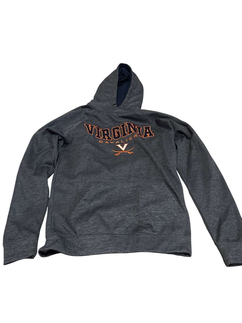 Men's Virgina Cavaliers Charcoal Hooded Sweatshirt Missing String